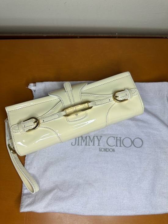 Jimmy Choo Handbags - Jimmy Choo Cream  Patent Leather Wristlet Clutch Bag